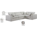 Meridian Comfy Cream Linen Textured Fabric Modular Sectional IMAGE 11