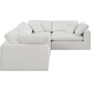  Manufacturer Color_Cream -- Comfy 119" Cream Linen Textured Fabric Upholstered 4 pc Modular Sectional IMAGE 4