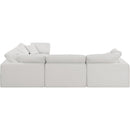  Manufacturer Color_Cream -- Comfy 119" Cream Linen Textured Fabric Upholstered 4 pc Modular Sectional IMAGE 5