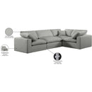  Manufacturer Color_Grey -- Comfy 119" Grey Linen Textured Fabric Upholstered 4 pc Modular Sectional IMAGE 11
