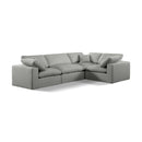  Manufacturer Color_Grey -- Comfy 119" Grey Linen Textured Fabric Upholstered 4 pc Modular Sectional IMAGE 1