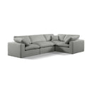 Meridian Comfy Grey Linen Textured Fabric Modular Sectional IMAGE 1