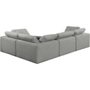  Manufacturer Color_Grey -- Comfy 119" Grey Linen Textured Fabric Upholstered 4 pc Modular Sectional IMAGE 3