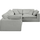  Manufacturer Color_Grey -- Comfy 119" Grey Linen Textured Fabric Upholstered 4 pc Modular Sectional IMAGE 4