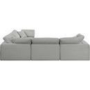  Manufacturer Color_Grey -- Comfy 119" Grey Linen Textured Fabric Upholstered 4 pc Modular Sectional IMAGE 5