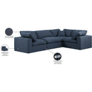  Manufacturer Color_Navy -- Comfy 119" Navy Linen Textured Fabric Upholstered 4 pc Modular Sectional IMAGE 11