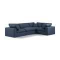  Manufacturer Color_Navy -- Comfy 119" Navy Linen Textured Fabric Upholstered 4 pc Modular Sectional IMAGE 1