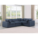  Manufacturer Color_Navy -- Comfy 119" Navy Linen Textured Fabric Upholstered 4 pc Modular Sectional IMAGE 2