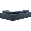  Manufacturer Color_Navy -- Comfy 119" Navy Linen Textured Fabric Upholstered 4 pc Modular Sectional IMAGE 3