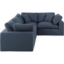  Manufacturer Color_Navy -- Comfy 119" Navy Linen Textured Fabric Upholstered 4 pc Modular Sectional IMAGE 4