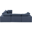  Manufacturer Color_Navy -- Comfy 119" Navy Linen Textured Fabric Upholstered 4 pc Modular Sectional IMAGE 5