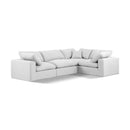 Meridian Comfy White Linen Textured Fabric Modular Sectional IMAGE 1