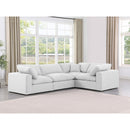  Manufacturer Color_White -- Comfy 119" White Linen Textured Fabric Upholstered 4 pc Modular Sectional IMAGE 2