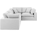 Meridian Comfy White Linen Textured Fabric Modular Sectional IMAGE 4