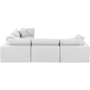  Manufacturer Color_White -- Comfy 119" White Linen Textured Fabric Upholstered 4 pc Modular Sectional IMAGE 5