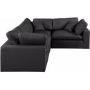  Manufacturer Color_Black -- Meridian Comfy Leather Look 4 pc Sectional IMAGE 4