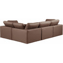  Manufacturer Color_Brown -- Comfy 119" Brown Vegan Leather Upholstered 4 pc Modular Sectional IMAGE 3