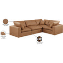 Meridian Comfy Cognac Vegan Leather Modular Sectional IMAGE 11