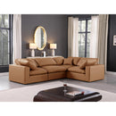  Manufacturer Color_Cognac -- Comfy 119" Cognac Vegan Leather Upholstered 4 pc Modular Sectional IMAGE 2