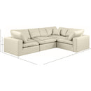  Manufacturer Color_Cream -- Comfy 119" Cream Vegan Leather Upholstered 4 pc Modular Sectional IMAGE 10