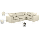  Manufacturer Color_Cream -- Comfy 119" Cream Vegan Leather Upholstered 4 pc Modular Sectional IMAGE 11
