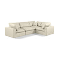  Manufacturer Color_Cream -- Comfy 119" Cream Vegan Leather Upholstered 4 pc Modular Sectional IMAGE 1
