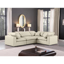  Manufacturer Color_Cream -- Comfy 119" Cream Vegan Leather Upholstered 4 pc Modular Sectional IMAGE 2