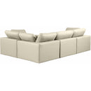  Manufacturer Color_Cream -- Comfy 119" Cream Vegan Leather Upholstered 4 pc Modular Sectional IMAGE 3