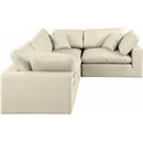  Manufacturer Color_Cream -- Comfy 119" Cream Vegan Leather Upholstered 4 pc Modular Sectional IMAGE 4