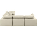  Manufacturer Color_Cream -- Comfy 119" Cream Vegan Leather Upholstered 4 pc Modular Sectional IMAGE 5