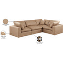 Meridian Comfy Tan Vegan Leather Modular Sectional IMAGE 11
