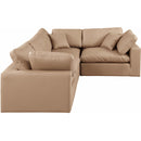  Manufacturer Color_Tan -- Comfy 119" Tan Vegan Leather Upholstered 4 pc Modular Sectional IMAGE 4