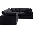  Manufacturer Color_Black -- Comfy 119" Black Velvet Upholstered 4 pc Modular Sectional IMAGE 5
