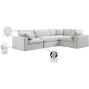 Meridian Comfy Cream Velvet Modular Sectional IMAGE 11