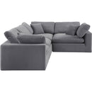  Manufacturer Color_Grey -- Comfy 119" Grey Velvet Upholstered 4 pc Modular Sectional IMAGE 5