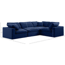  Manufacturer Color_Navy -- Comfy 119" Navy Velvet Upholstered 4 pc Modular Sectional IMAGE 10