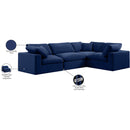  Manufacturer Color_Navy -- Comfy 119" Navy Velvet Upholstered 4 pc Modular Sectional IMAGE 11