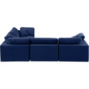  Manufacturer Color_Navy -- Comfy 119" Navy Velvet Upholstered 4 pc Modular Sectional IMAGE 4