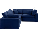  Manufacturer Color_Navy -- Comfy 119" Navy Velvet Upholstered 4 pc Modular Sectional IMAGE 5