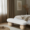  Color_Cream/ Natural -- Bowie Cream Boucle Fabric Upholstered Bench IMAGE 2