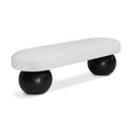  Color_Black/ Cream -- Bowie Cream Boucle Fabric Upholstered Bench IMAGE 1