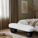  Color_Black/ Cream -- Bowie Cream Boucle Fabric Upholstered Bench IMAGE 2