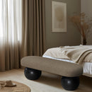  Color_Black/ Green -- Bowie Olive Boucle Fabric Upholstered Bench IMAGE 2