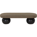  Color_Black/ Green -- Bowie Olive Boucle Fabric Upholstered Bench IMAGE 3