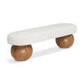  Color_Cream/ Walnut -- Meridian Bowie Boucle Fabric Upholstered Bench IMAGE 1