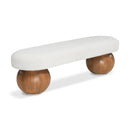  Color_Cream/ Walnut -- Meridian Bowie Boucle Fabric Upholstered Bench IMAGE 1