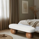  Color_Cream/ Walnut -- Meridian Bowie Boucle Fabric Upholstered Bench IMAGE 2