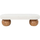  Color_Cream/ Walnut -- Meridian Bowie Boucle Fabric Upholstered Bench IMAGE 3