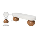  Color_Cream/ Walnut -- Meridian Bowie Boucle Fabric Upholstered Bench IMAGE 7