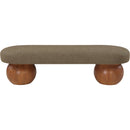  Color_Green/ Walnut -- Bowie Olive Boucle Fabric Upholstered Bench IMAGE 3